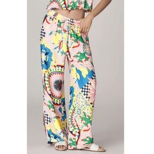 Maeve Women's Pink Rose Straight Leg Pull On Silky Pants NWT Size M